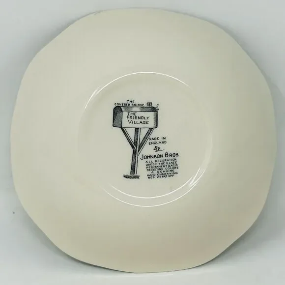 Johnson Bros Friendly Village Small Bowls Red Covered Bridge Dessert Fruit Set 5 - Picture 5 of 5